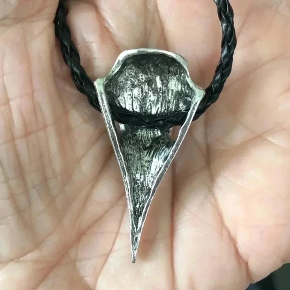3 for $25/ Ethnic Native Style Raven Skull Silver & Black Necklace NWT